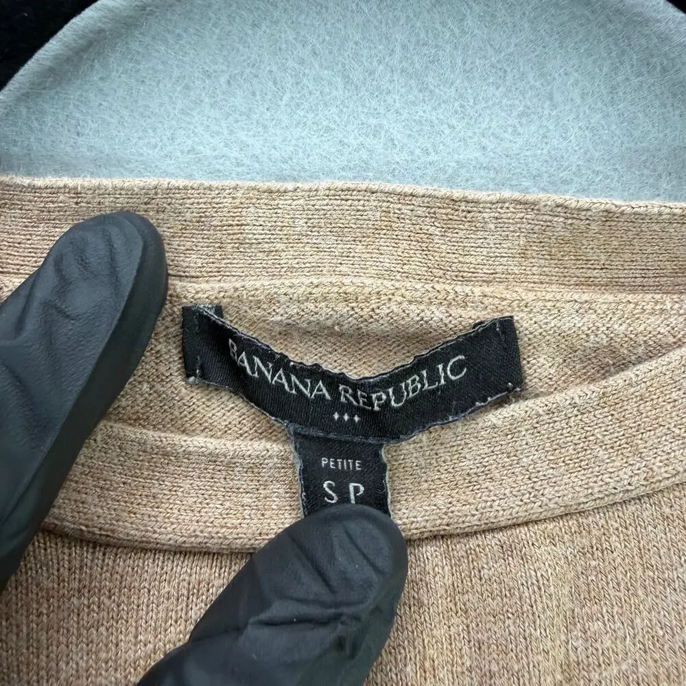Banana Republic Women’s Tan Long Sleeve Top Petite S Button Cuffs